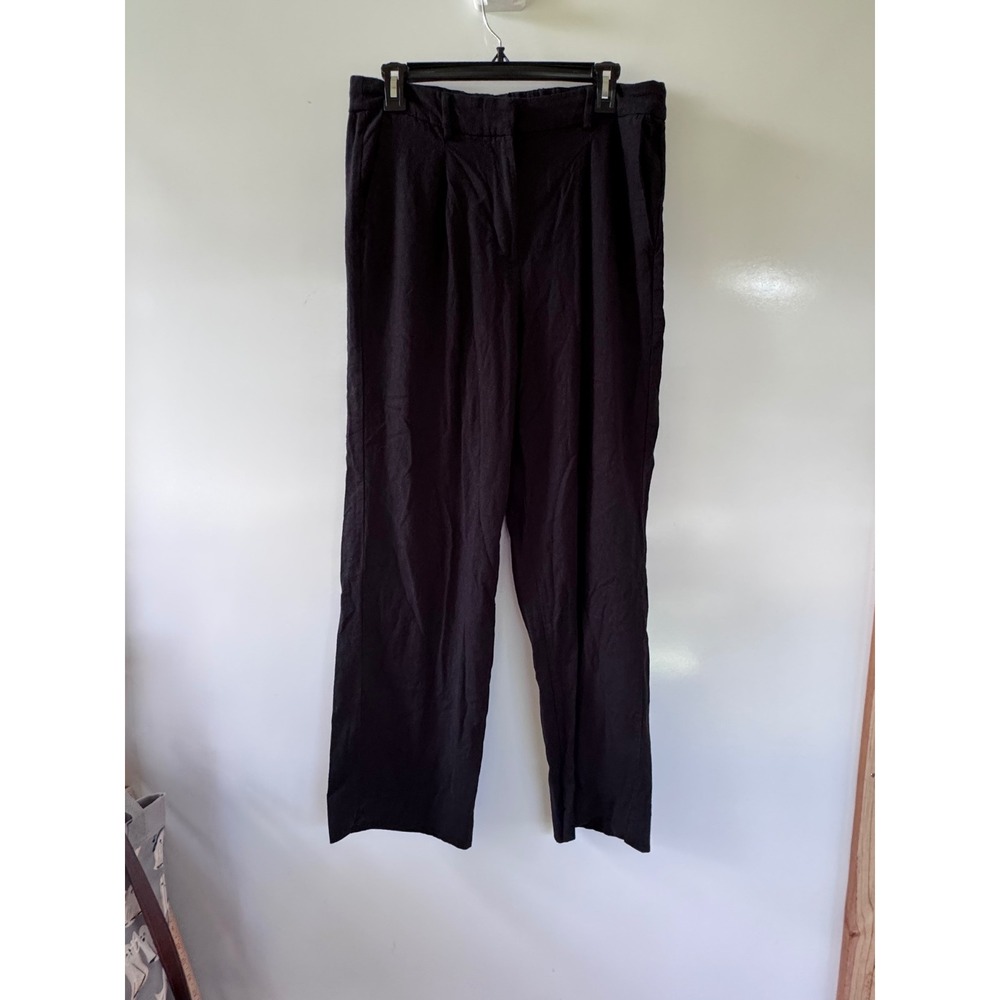Old Navy Taylor Wide Leg Pants‎ Black Extra High Rise Linen Blend Medium Womens